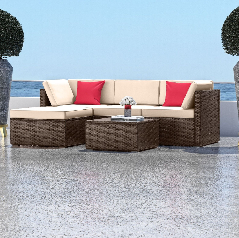 5 Piece Patio Furniture Set by Nestl- Outdoor Patio Set, Couch, Chairs and Table