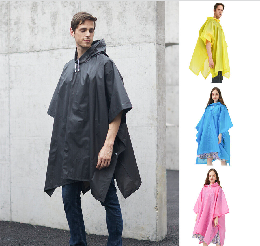 Raincoat Waterproof Poncho Reusable Plastic Adult Camping Festival Rain Coat