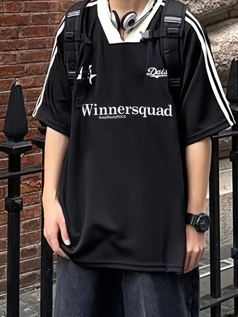 Letter Print T-shirt, Y2K Short Sleeve Crew Neck Top For Spring & Summer, Women's Clothing