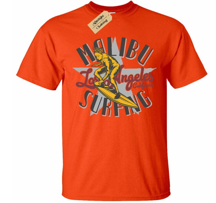 Malibu Surfing T-Shirt Mens surfers surf top tee